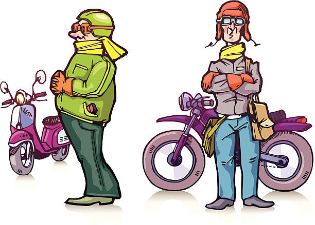illustrations, cliparts, dessins animés et icônes de dessin de cyclistes - motorcycle mirror biker glove
