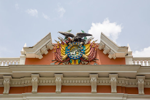 La Paz, Bolivia - October 24, 2015: Architectural detail at the presidential palace.