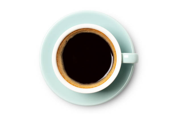 istock coffee cup top view closeup isolated on white background. 1207505064