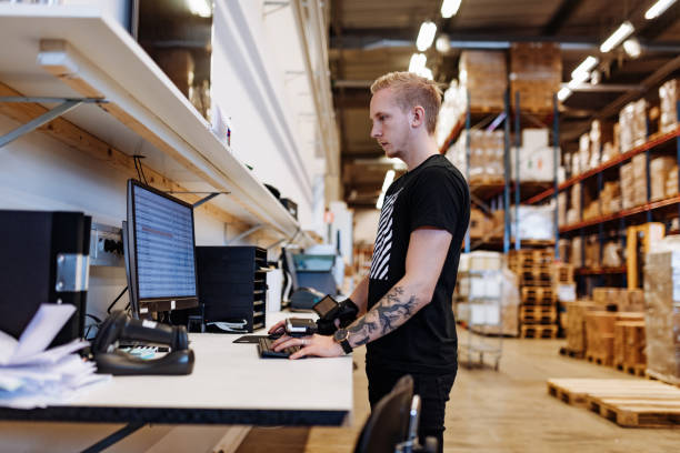 istock Warehouse manager checking the supply ready for delivery in warehouse 1207505328