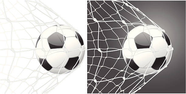 ein tor erzielen, fußball ball - netting stock-grafiken, -clipart, -cartoons und -symbole