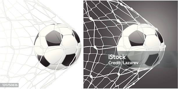 Гол Футбольный Мяч — стоковая векторная графика и другие изображения на тему Футбольный мяч - Футбольный мяч, Сеть - Материал, Сетка - спортивное оборудование