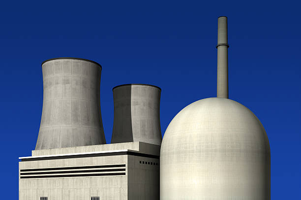 Nuclear power plant against a blue background