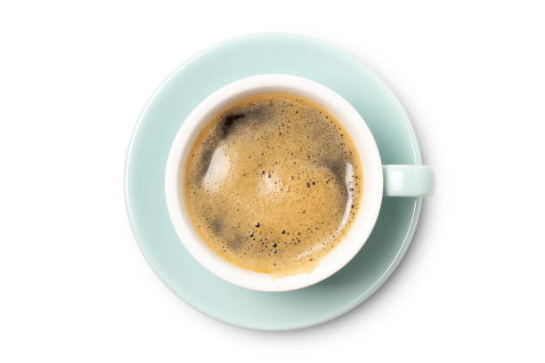 istock coffee cup top view close-up isolated on white background. 1207512614
