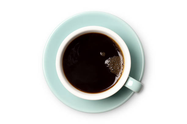 istock coffee cup top view close-up isolated on white background. 1207512713