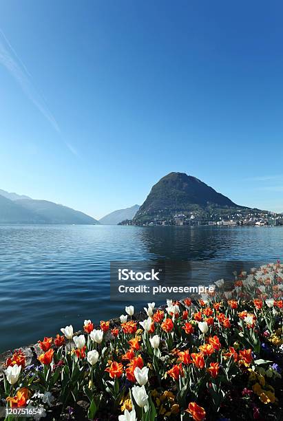 Bela Vista Do Lago Lugano - Fotografias de stock e mais imagens de Lago Lugano - Lago Lugano, Ao Ar Livre, Azul