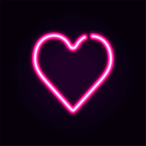 istock Vector neon heart symbol. Neon heart Valentine on dark background. Ready for your design, greeting card, banner. Vector illustration. 1207517669