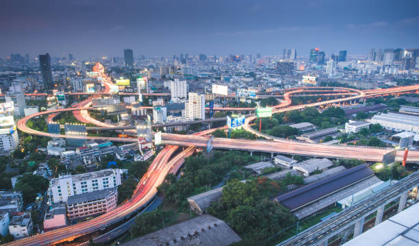 istock Panoramic view Cityscape business district ( Patunam , Central world , Bangkok, Thailand) building at dusk 1207520661