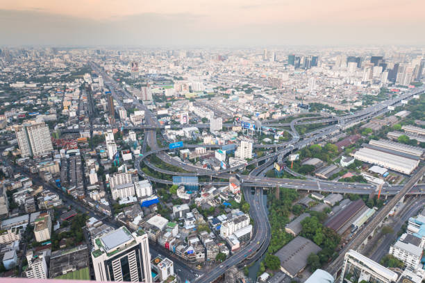 istock Panoramic view Cityscape business district ( Patunam , Central world , Bangkok, Thailand) building at dusk 1207520767
