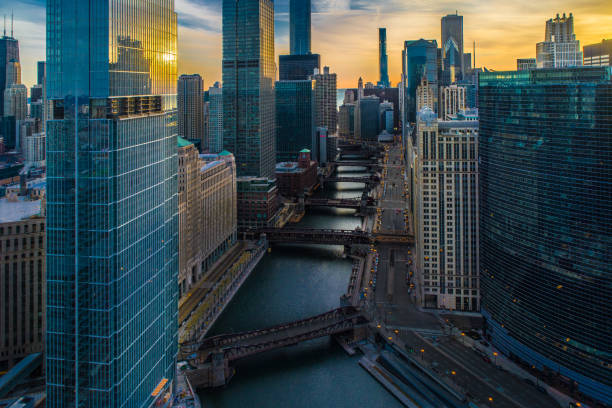 istock Chicago Skyline & River at Sunrise 1207520852