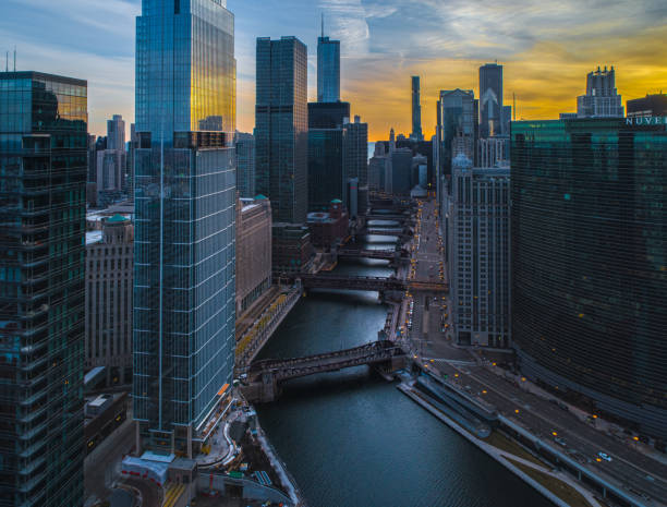 istock Chicago Skyline & River at Sunrise 1207520862