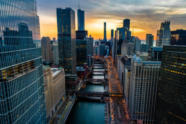 istock Chicago Skyline & River at Sunrise 1207520870