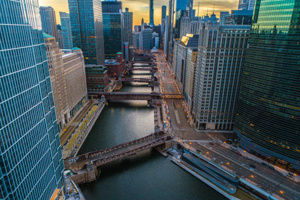 istock Chicago Skyline & River at Sunrise 1207520879