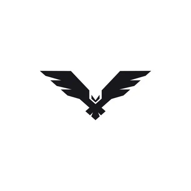 Vector illustration of Hawk black icon on white background.