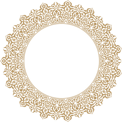 Isolated ornament of Eastern culture round shape on a white background.Texture or background