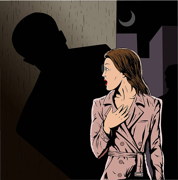 Stalker Cartoon of a girl being stalked creepy stalker stock illustrations