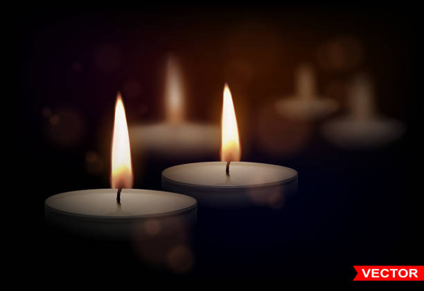 Realistic Vector Round Wax Tealight Candles Stock Illustration - Download  Image Now - Candle, Memorial, Burning - iStock