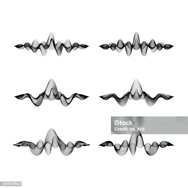 Wave Form Picture Set Of Waveforms Isolated On White Background Vector Illustration Stock ...