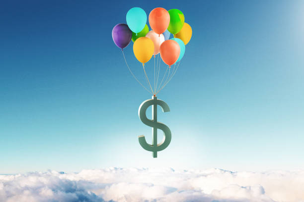 Vertical photo collage of happy american girl hold folded dollar usd banknote benjamin franklin profit graph isolated on painted background.
