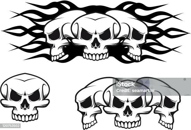 Skull Tattoos Stock Illustration - Download Image Now - Anatomy, Black  Color, Cartoon - iStock