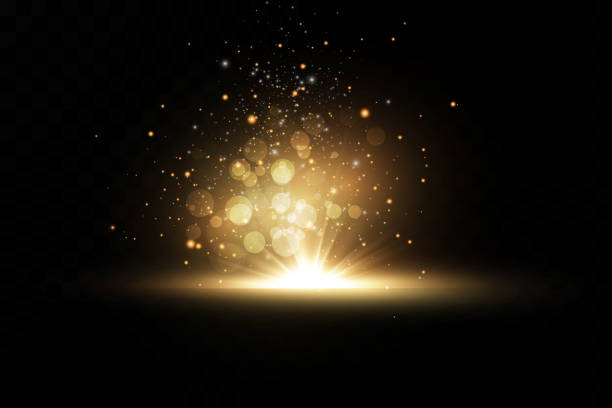 istock Banner with yellow dust. Light effect on beautiful banners. Dust effect. Dust particles flicker on a dark background. vector illustration. magic.Christmas 1207535980