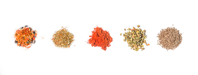 Culinary spices on a white background.