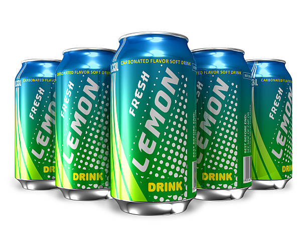 istock Set of lemon soda drinks in metal cans 120754048