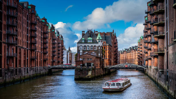 istock Hamburg Speicherstadt warehouse district at night 1207551969