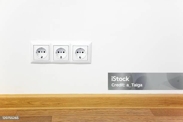 Empty Interior White Wall With Power Outlet Stock Photo - Download Image Now - Apartment, Architecture, Backgrounds