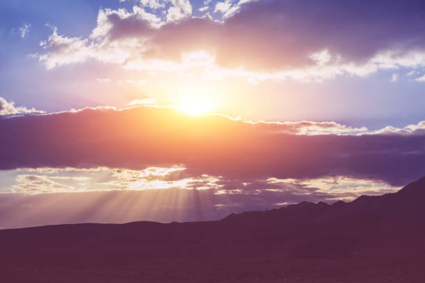 istock Beautiful evening sky in the desert. Sunset over the mountains with a dramatic sky 1207552932