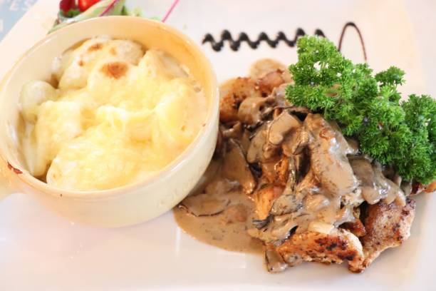 istock Chicken with morels and gratin dauphinois 1207556026