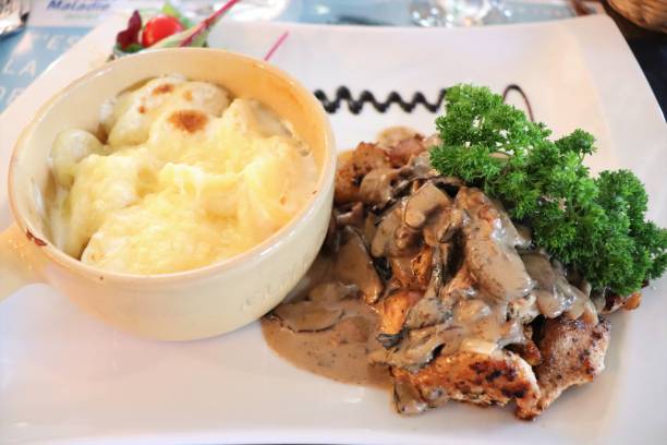 istock Chicken with morels and gratin dauphinois 1207556027