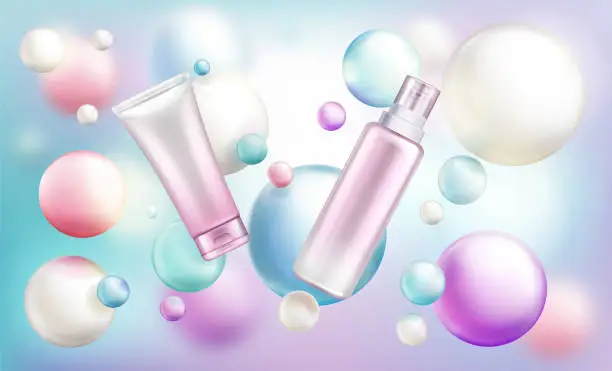 Vector illustration of Cosmetics bottles mock up, beauty cosmetics tubes