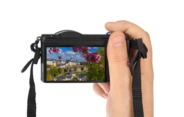istock Hand with camera and Luxembourg city cityscape (my photo) 1207562127