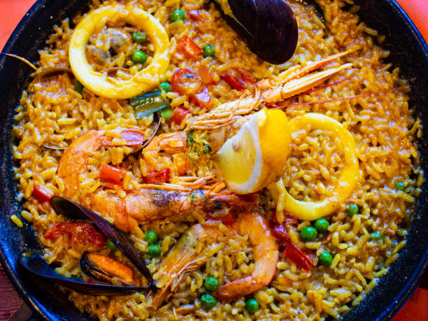 istock Paella seafood in cooking pan 1207564167