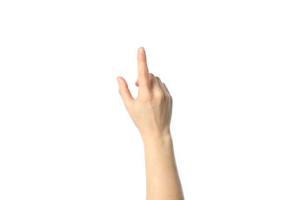 istock Female hand showing gesture, isolated on white background 1207566687