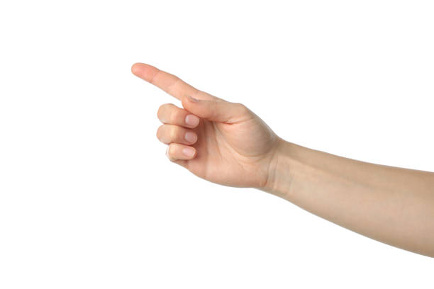 istock Female hand isolated on white background. Gestures 1207566710