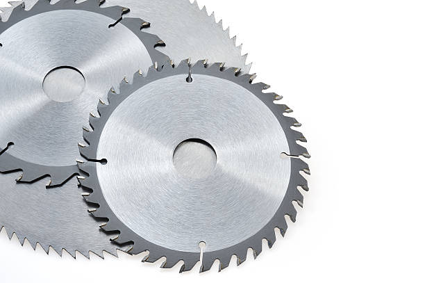 Circular saw blades for wood isolated on white stock photo