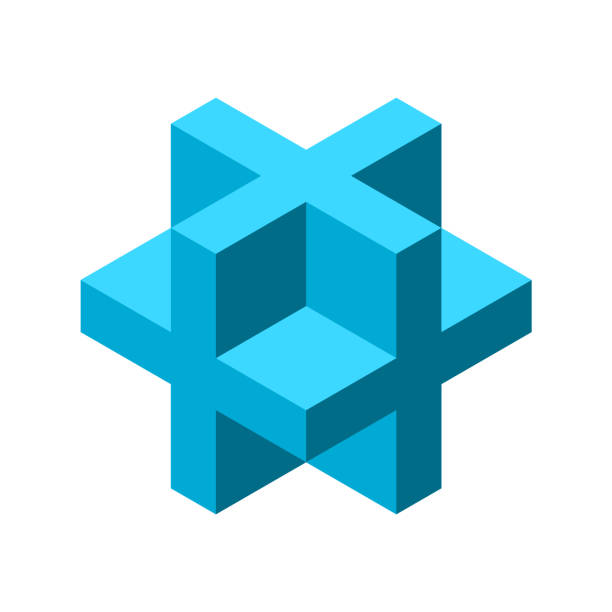 青い3dクロスまたはプラス記号。十字 x. 十字で構成された等角投影キューブの形状。 - brick single object solid construction material点のイラスト素材／クリップアート素材／マンガ素材／アイコン素材
