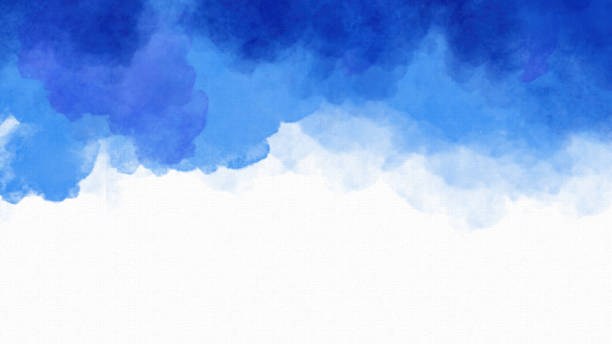 istock Watercolor Background - Hand-painted Blue White Painting 1207574729