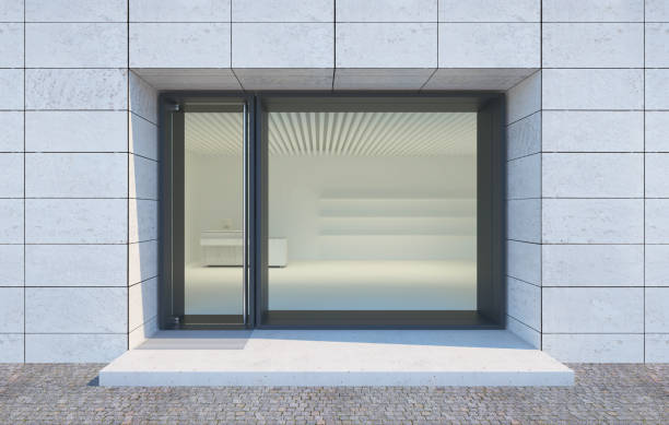 istock Shop showcase and entrance, 3d rendering 1207580012