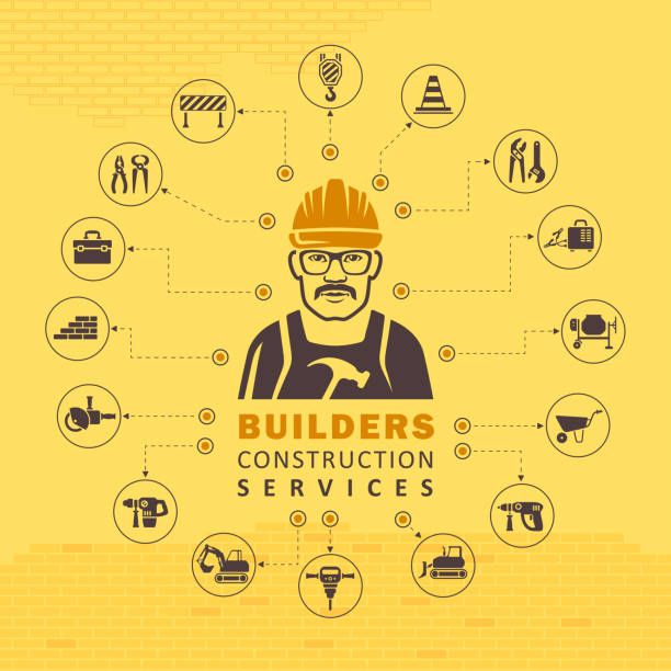 Construction Concept. Construction Industry Banner Design building contractor illustrations stock illustrations