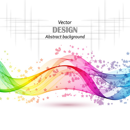 rainbow colorful light waves line bright abstract vector pattern wave isolated