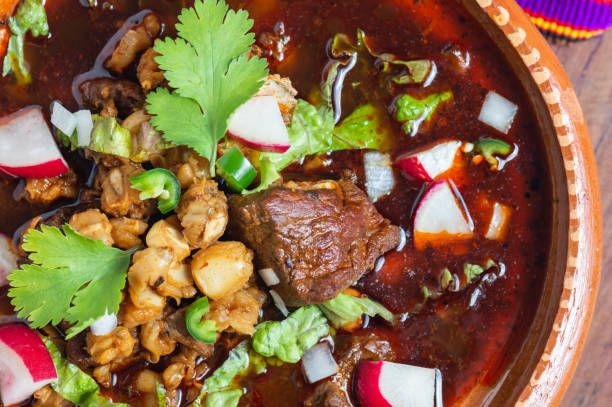 istock Mexican Red Pozole, Pork and Hominy Stew 1207583174