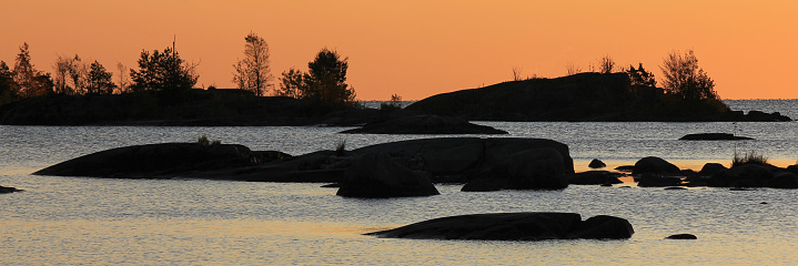 Sunrise scene at the shore of Lake Vanern, Sweden.