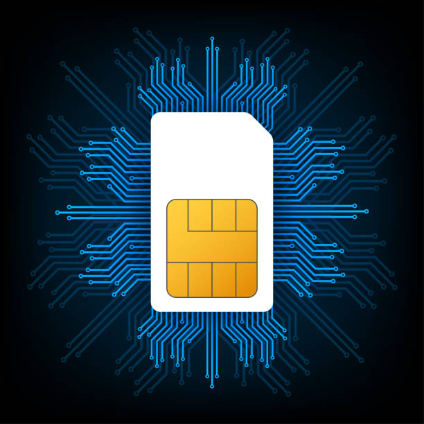 ilustrações, clipart, desenhos animados e ícones de chip de cartão sim do celular. ilustração de estoque vetorial. - sim card