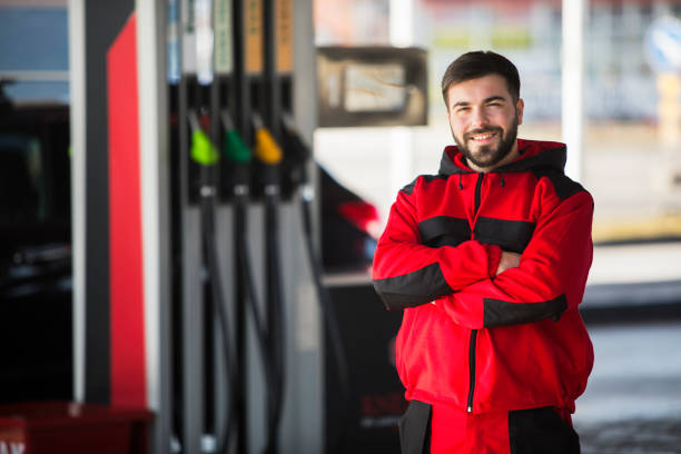 Man working at gas station