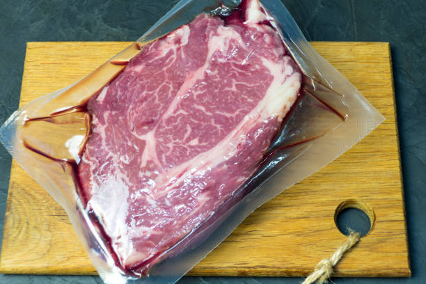 istock The marbled beef steak in a vacuum pack. 1207585020