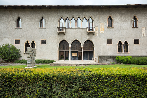 Verona, Italy - May 1, 2016: Courtyard of Castelvecchio Museum, Verona