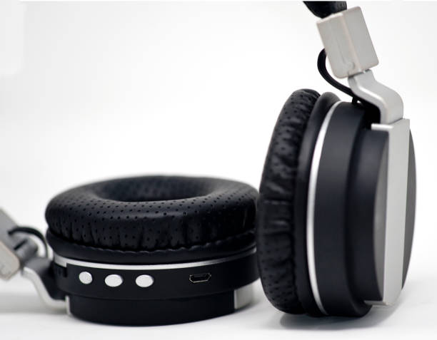 istock black and silver headset part detail on white background 1207595830